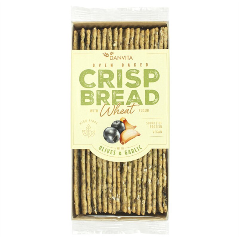 Wheat crisp bread with Olives & Garlic (vegan) 130g