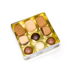 Coffret cadeau en étain avec assortiment de "Aerts Speculaas"