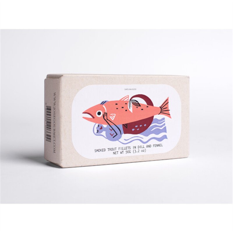 Koud gerookte forelfilets in dille en venkel 90g