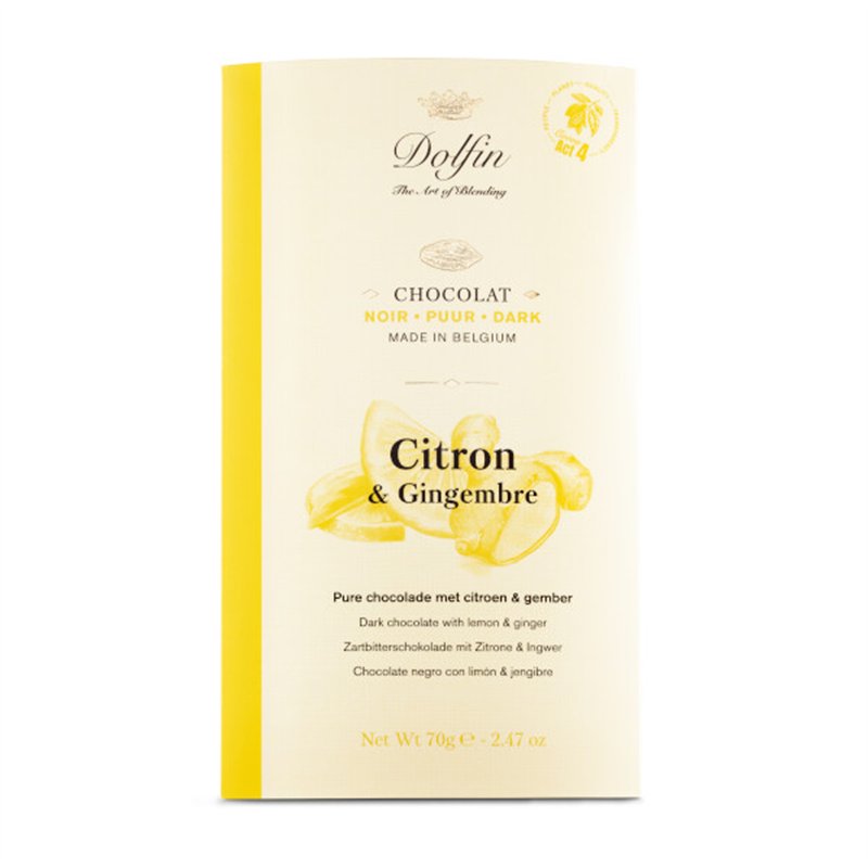 Dark chocolate with lemon and ginger 70g