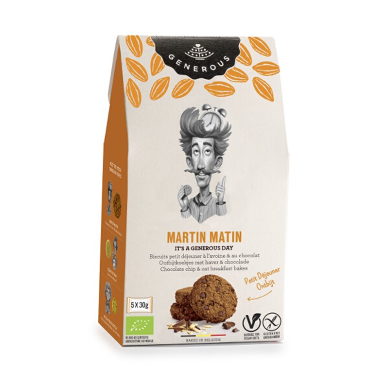 Martin Matin  zachte ontbijtkoeken haver & chocolat  (glutenvrij-vegan) 5x30g