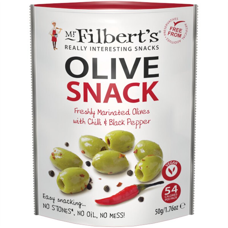 Green Olives with Chilli & Black Pepper 50g