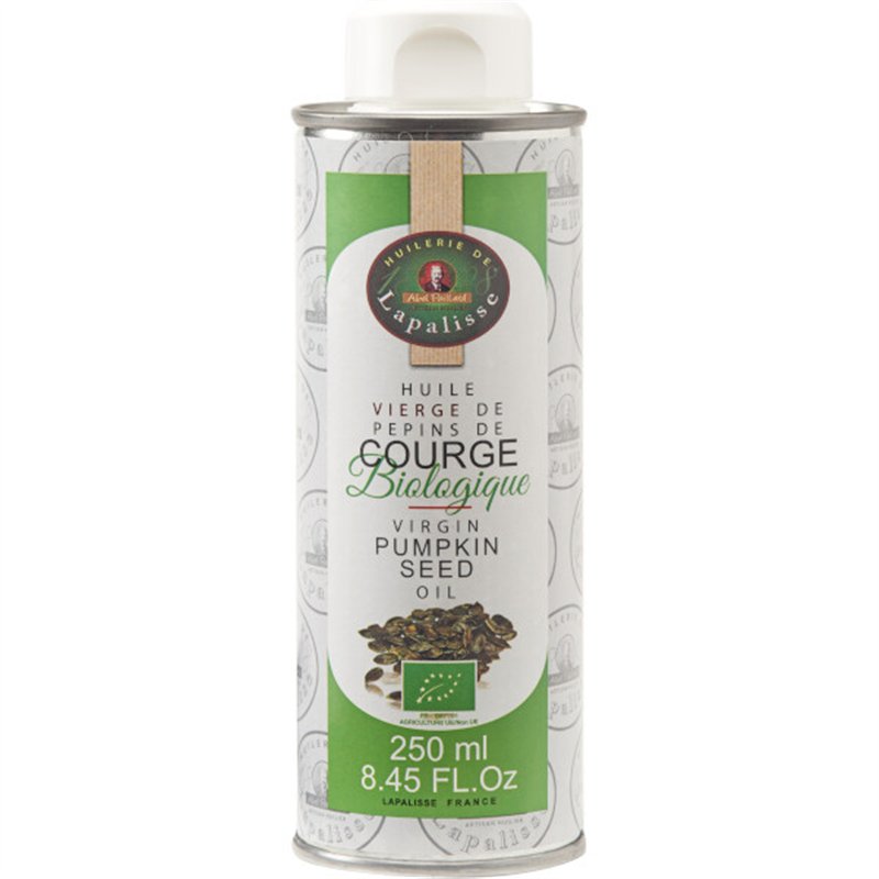 Virgin organic pumpkin seed oil in a metal can 250ml