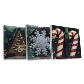 Christmas ornaments set, hand-painted white chocolate, 3 varieties 56g