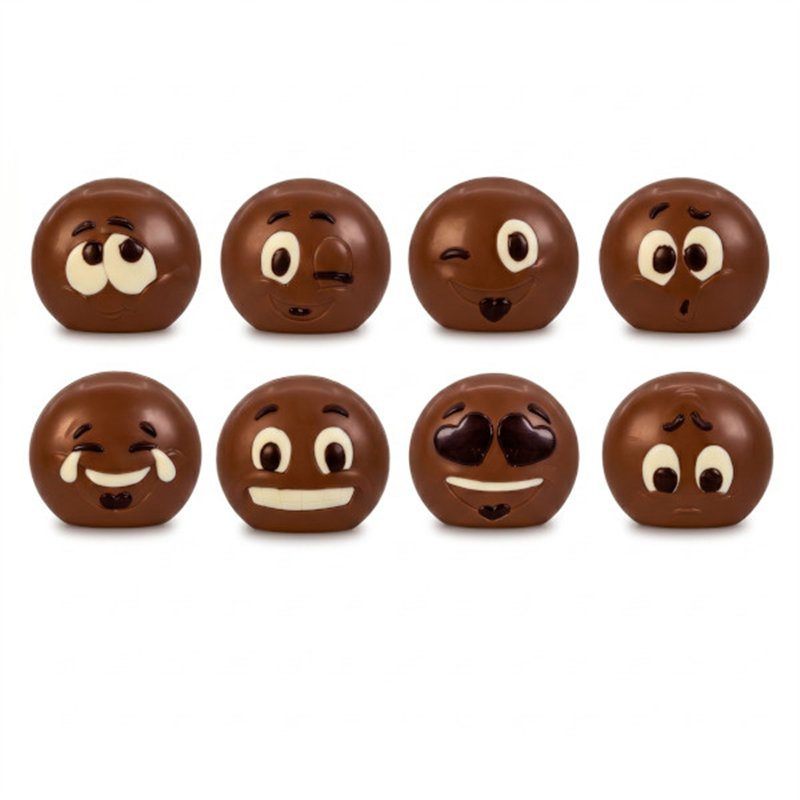 Émojis rigolos en chocolat au lait 9cm 90g