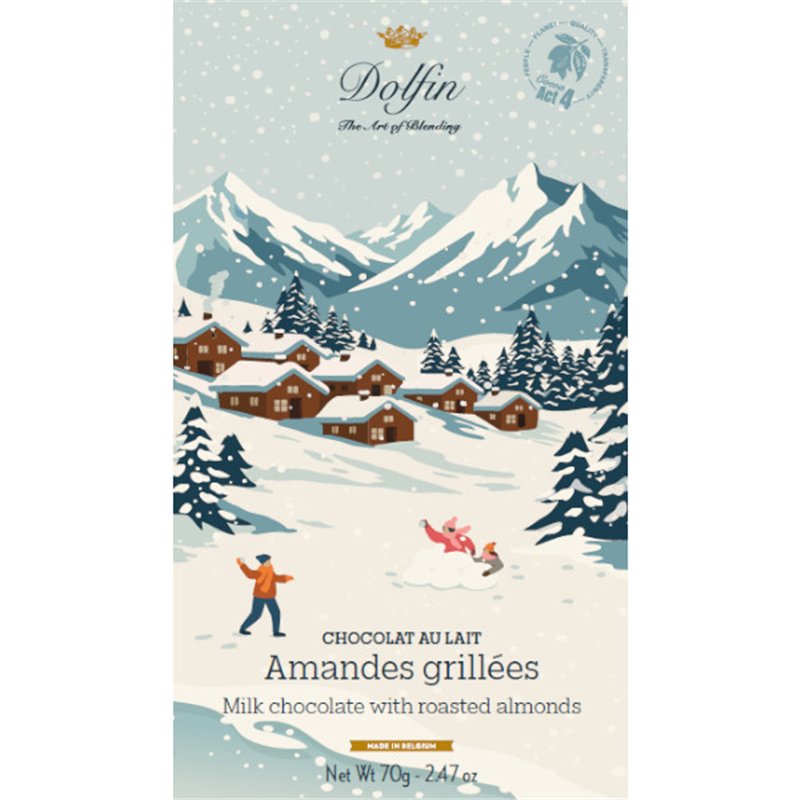 “Vintage Winter” Milk Chocolate 37% with Roasted Almonds 70g