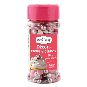 Mix of pink and white decorations 45g