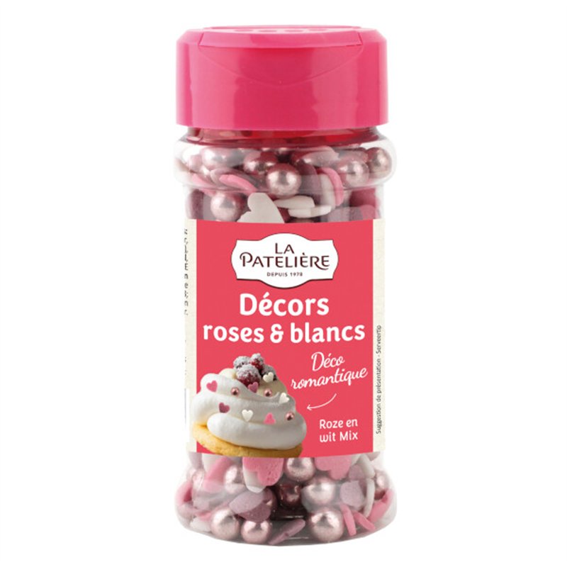 Mix of pink and white decorations 45g