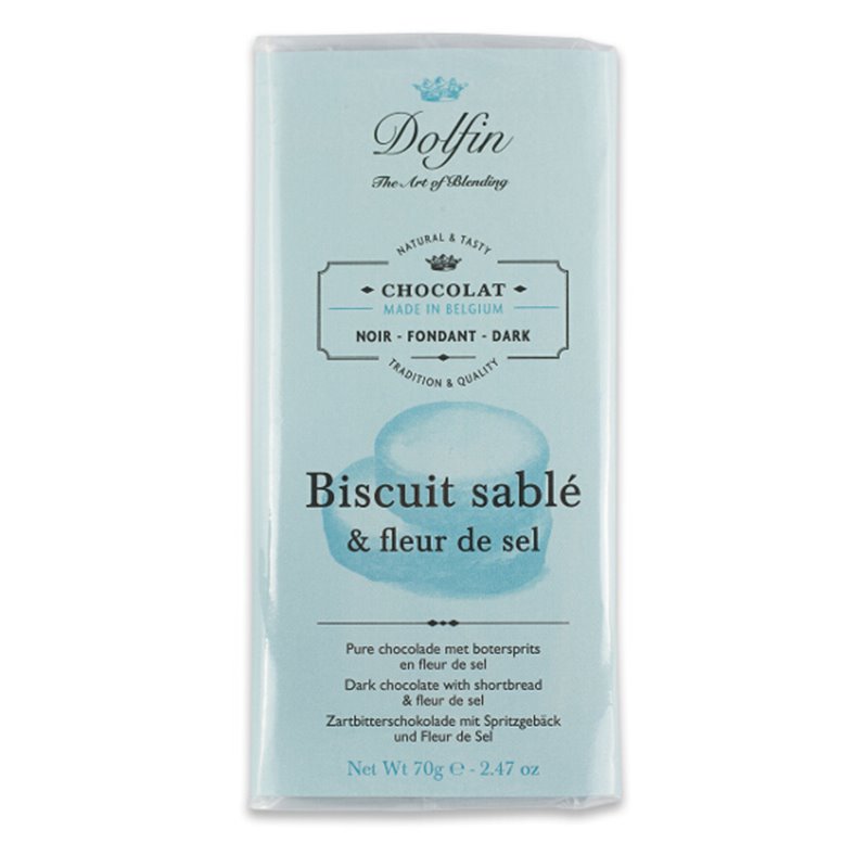 Dark chocolate 60% with shortbread and fleur de sel 70g